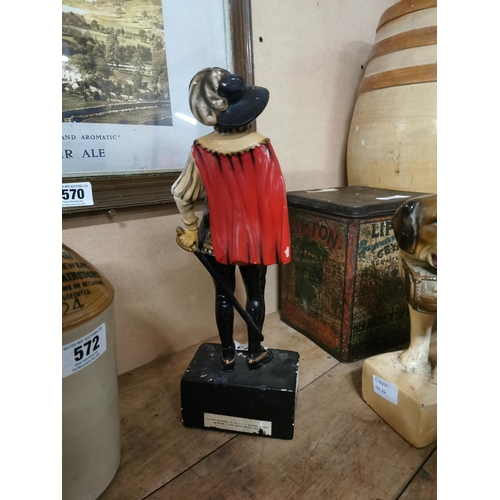 573 - Lord Calvert America�s Whiskey of Distinction rubberoid advertising figure. {38 cm H x 13 cm W x 9 c... 