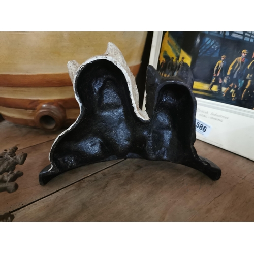 578 - Black and White Whiskey Scottie Dogs cast iron advertising model. {30 cm H x 27 cm W x 9 cm D}.