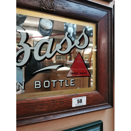 58 - Bass in Bottle advertising mirror in original frame. {33 cm H x 44 cm W}.