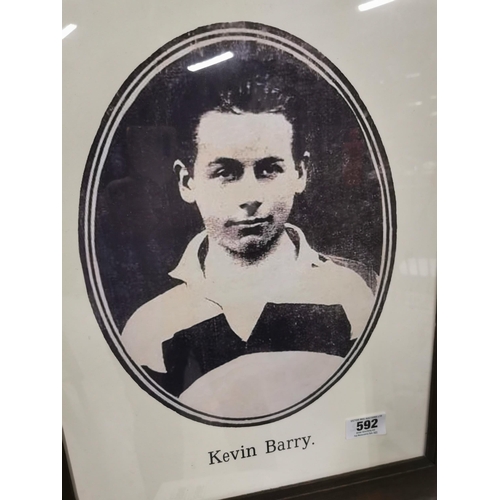 592 - Kevin Barry framed black and white print . {63 cm H x 53 cm W}.