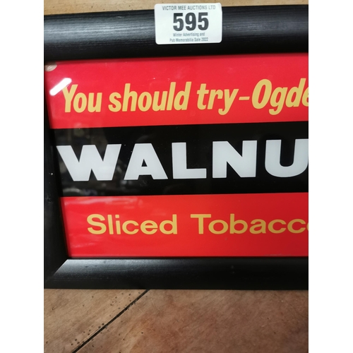 595 - You should try Ogden�s Walnut Plug sliced Tobacco reverse painted glass advertising sign. {24 cm H x... 