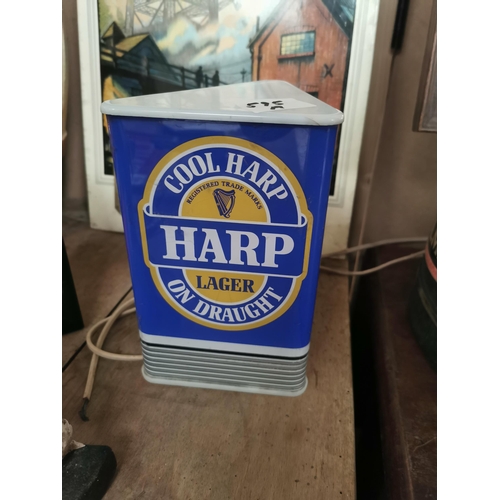 595a - Harp Lager light up counter advertising box. {23 cm H x 17 cm W x 15 cm D}.