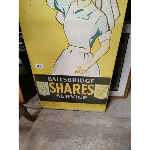 601 - Ballsbridge Shares Service It Might Be You Win �50,000 tin plateadvertisement . {126 cm H x 45 cm W}... 