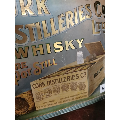 611 - Cork Distilleries Co Ltd Whiskey Pure Pot Still tin plate advertising sign {33 cm H x 42 cm W}