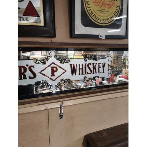 613 - Power�s Pure Pot Still Whiskey framed  advertising mirror. {35 cm H x 176 cm W}