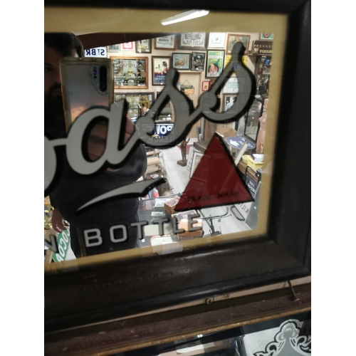 615 - Bass in Bottle original framed advertising mirror. ( 34 cm H x 44 cm W).