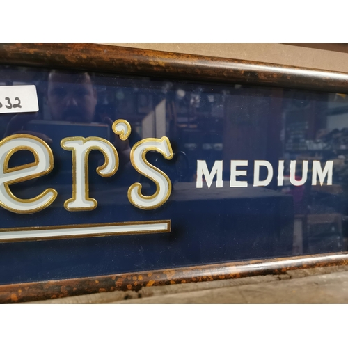 632 - Deluxe Gallaher�s Medium Flake framed reverse painted glass advertising sign. {27 cm H x 104 cm W}.