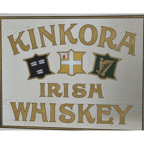 650 - Kinkora Irish Whiskey framed advertising mirror. {75 cm H x 90 cm W}.