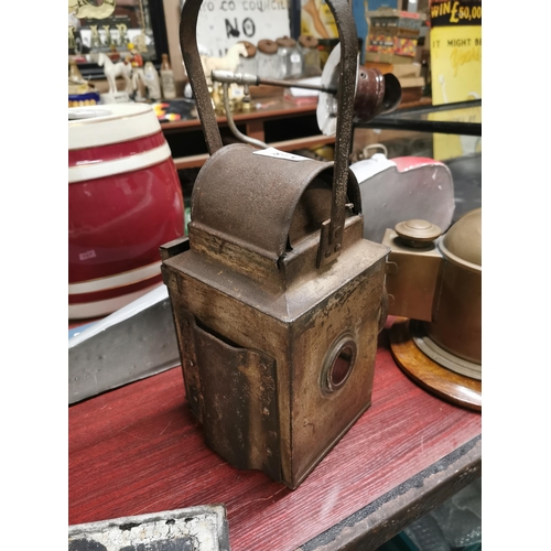 708 - British Midland Railway signal lamp. {47 cm H x 16 cm W x 16 cm D}.