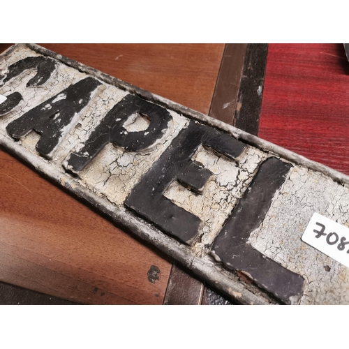 708a - Cast iron Capel Street road sign. {13 cm H x 58 cm W}.