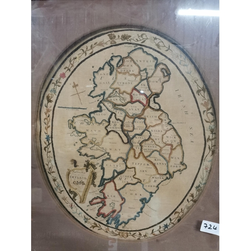 724 - Rare Hand Embroidered map of Ireland published 20th July 1820 by RH Laurie 53 Fleet Street London. {... 