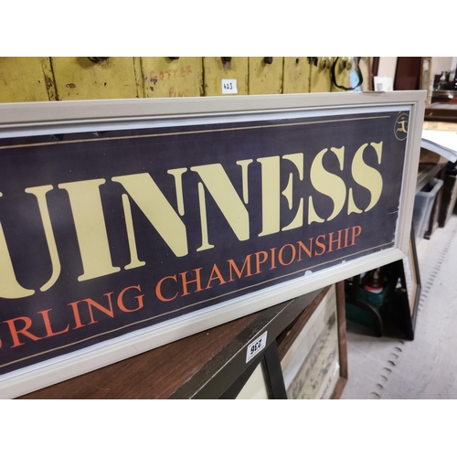 741 - Framed Guinness Hurling Championship advertising print. { 28 cm H x 95 cm W}.