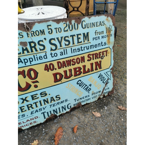 743 - Enamel Pohlman and Co 40 Dawson Street Dublin Music Shop Advertising sign. { 74 cm H x 204 cm W}.