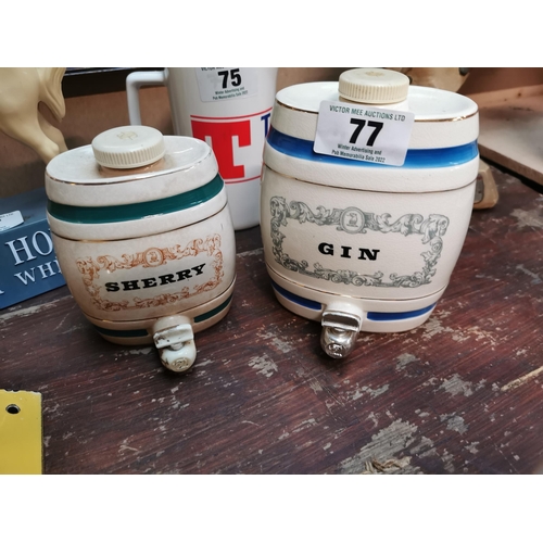 77 - Miniature Wade ceramic Gin and Sherry advertising dispensers. {16 cm H x 12 cm W x 8 cm D} and { 13 ... 