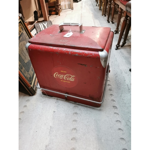 79 - 1950's Coca Cola advertising ice box. {52 cm H x 47 cm W x 33 cm D}.