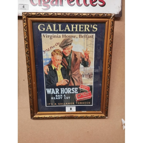 8 - Gallaher�s War Horse Tobacco framed advertising print. {46 cm H x 36 cm W}.