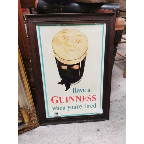 82 - Have a Guinness when you�re tired framed advertising print. {52 cm H x 36 cm W}.