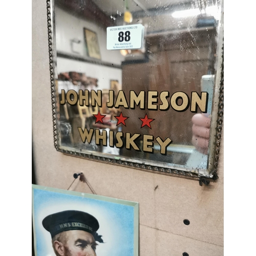 88 - John Jameson Whiskey advertising mirror {31 cm H x 24 cm W}.