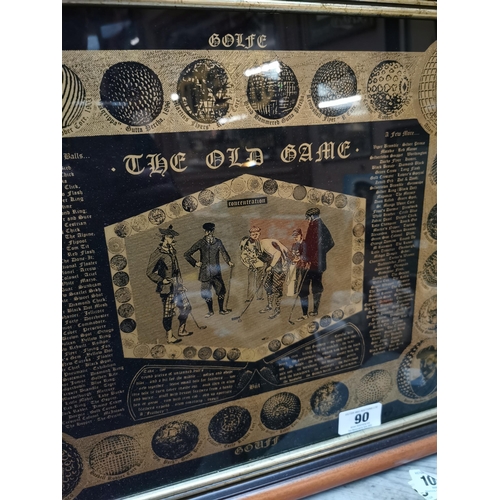 90 - The Old Game framed reverse painted glass advertising sign. {28 cm H x 58 cm W}.