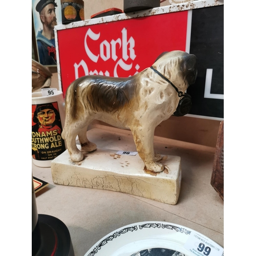 96 - Hennessy rubberoid advertising figure in the form of a Dog. {28 cm H x 27 cm W x 10 cm D}.