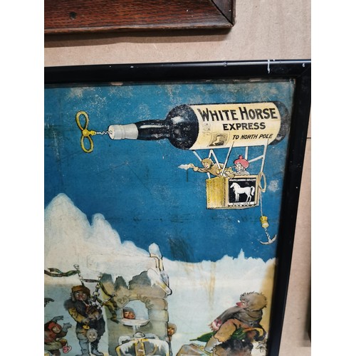 53 - Rare White Horse Cellar Cook Excursion to the North Pole framed showcard. {40 cm H x 53 cm W}.