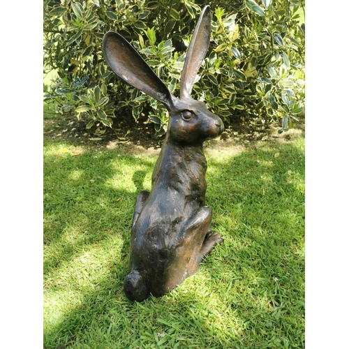 656A - Exceptional quality bronze model of a Hare {57 cm H x 39 cm W x 26 cm D}.