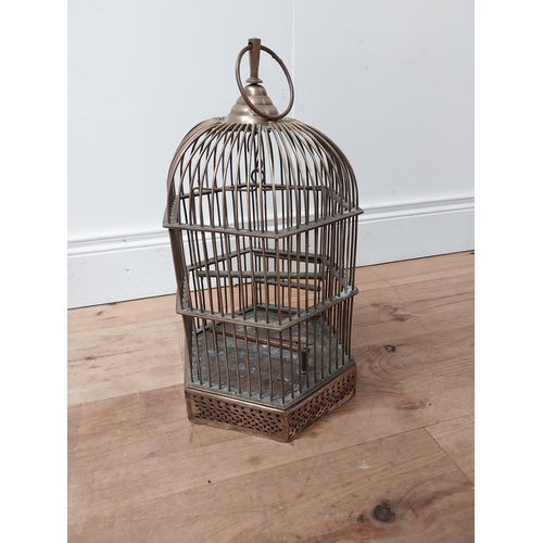 10 - Early 20th C. brass birds cage {50 cm H x 26 cm Dia.}.