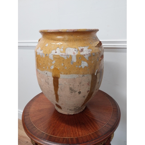 104 - Rare 19th C. glazed terracotta confit pot {34 cm H x 31 cm Dia.}.