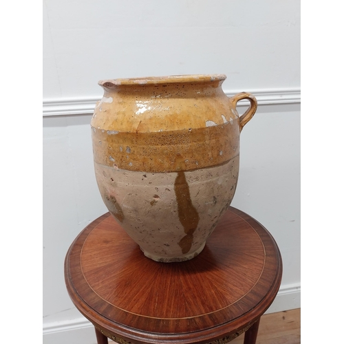 104 - Rare 19th C. glazed terracotta confit pot {34 cm H x 31 cm Dia.}.