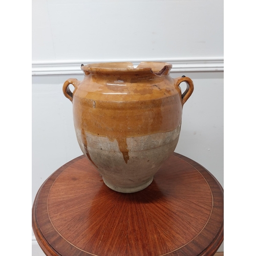 105 - Rare 19th C. glazed terracotta confit pot {28 cm H x 28 cm Dia.}.