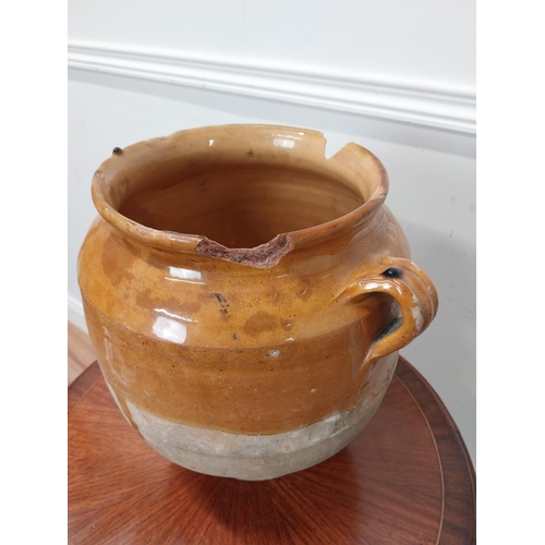 105 - Rare 19th C. glazed terracotta confit pot {28 cm H x 28 cm Dia.}.