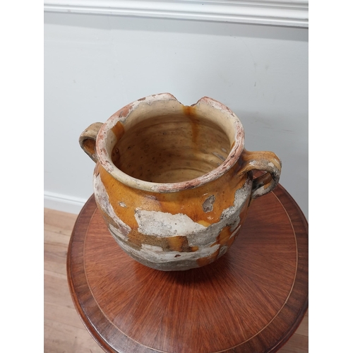 107 - Rare 19th C. glazed terracotta confit pot {25 cm H x 26 cm Dia.}.