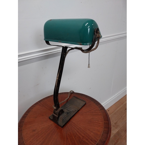 110 - 1940s industrial metal desk lamp with enamel shade {44 cm H x 27 cm x 25 cm D}.