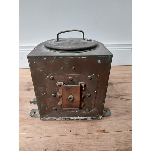 115 - 19th C. bow fronter copper ships lantern {28 cm H x 30 cm W x 23 cm }