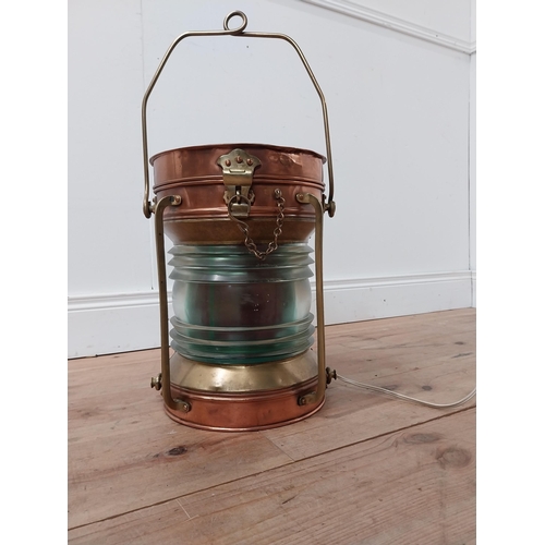 116 - Good quality copper and brass electrified ships lantern {38 cm H x 32 cm Dia.}.