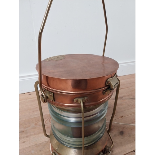 116 - Good quality copper and brass electrified ships lantern {38 cm H x 32 cm Dia.}.