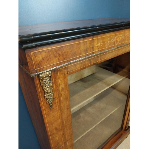12 - 19th C. inlaid walnut pier cabinet with single glazed door and ormolou mounts {150 cm H x 75 cm W x ... 