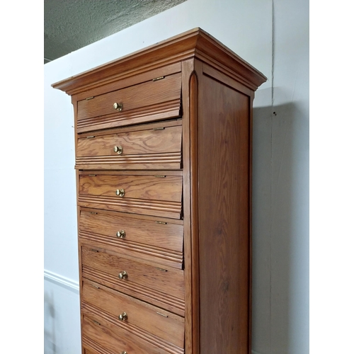 1 - Early 20th C. pitch pine office cabinet {204 cm H x 64 cm W x 44 cm D}.