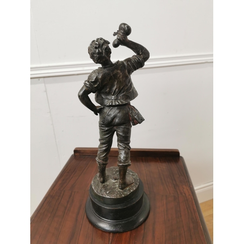 38 - Spelter figure of a Boy { 36cm H X 14cm Dia }.