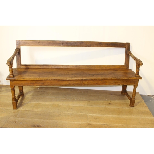 4 - Pitch pine bench {84 cm H x 167 cm W x 46 cm D}.
