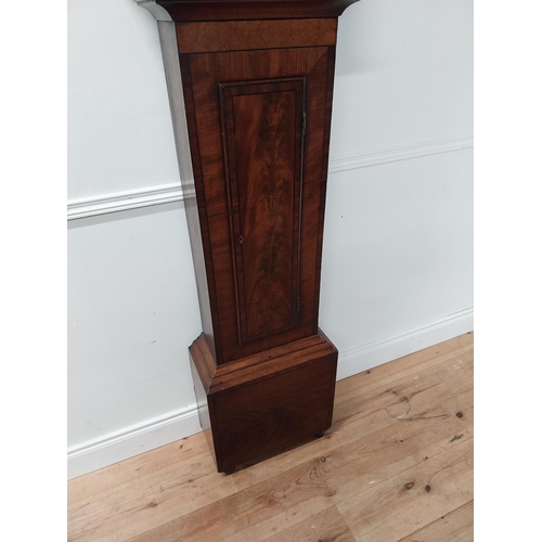 50 - Early 19th C. mahogany Grandfather clock with ebony inlay and painted dial {220 cm H x 50 cm W x 25 ... 