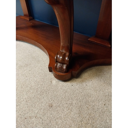 60 - 19th C. mahogany console table raised on cabriole legs and platform base {94 cm H x 115 cm W x 50 cm... 