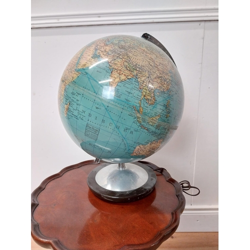 9 - 1950s light up world globe {40 cm H x 32 cm Dia.}.