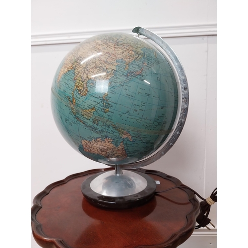 9 - 1950s light up world globe {40 cm H x 32 cm Dia.}.