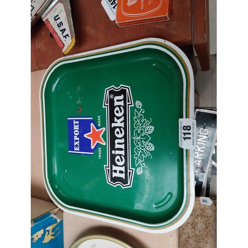 118 - Export Heineken advertising drinks tray. {32cm H X 32cm W}.