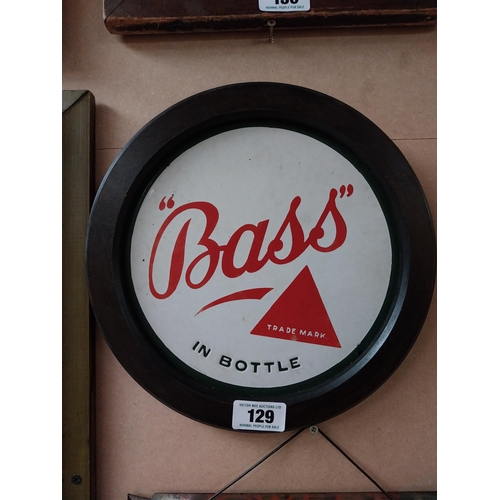 129 - Bass in Bottle framed enamel advertising sign {31 cm H x 31 cm W}.