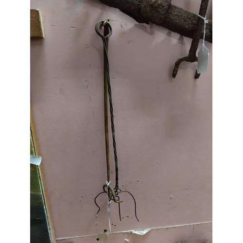 1300 - 19th C. wrought iron toasting fork and wire toasting fork. {40 cm L}. {43 cm L}