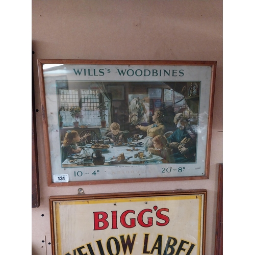 131 - Will�s woodbine framed advertising showcard {38cm H x 53cm W}