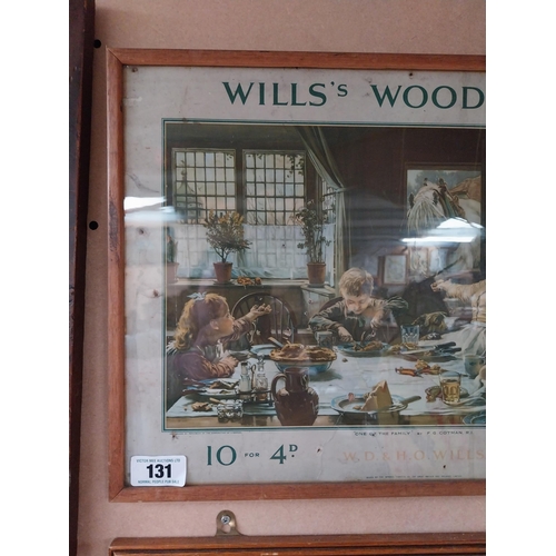 131 - Will�s woodbine framed advertising showcard {38cm H x 53cm W}