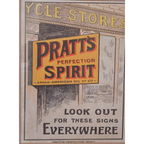 134 - Pratt's Perfection Spirit Anglo-American Oil Co. Ltd framed advertising sign {72 cm H x 56 cm W}.